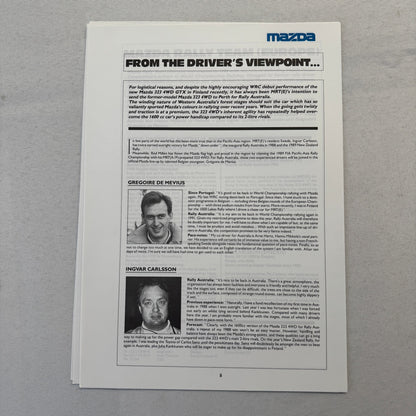 1990 Mazda Group A WRC Rally Rallye Racing Press Kit Brochure Mazda 323