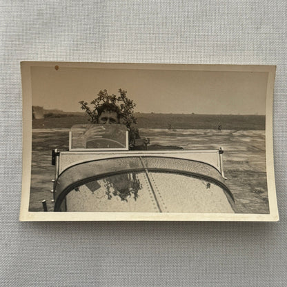 Vintage Racing Photo Photograph Print Unidentified Driver in Car