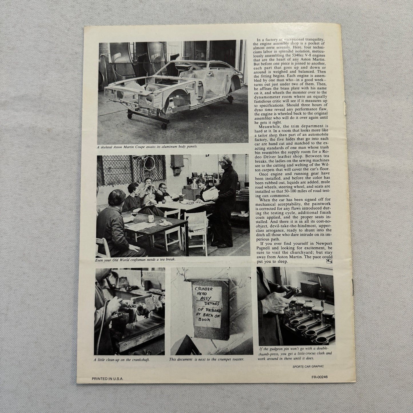 Aston Martin Volante Convertible Road Test Sales Brochure Catalog Sports Car