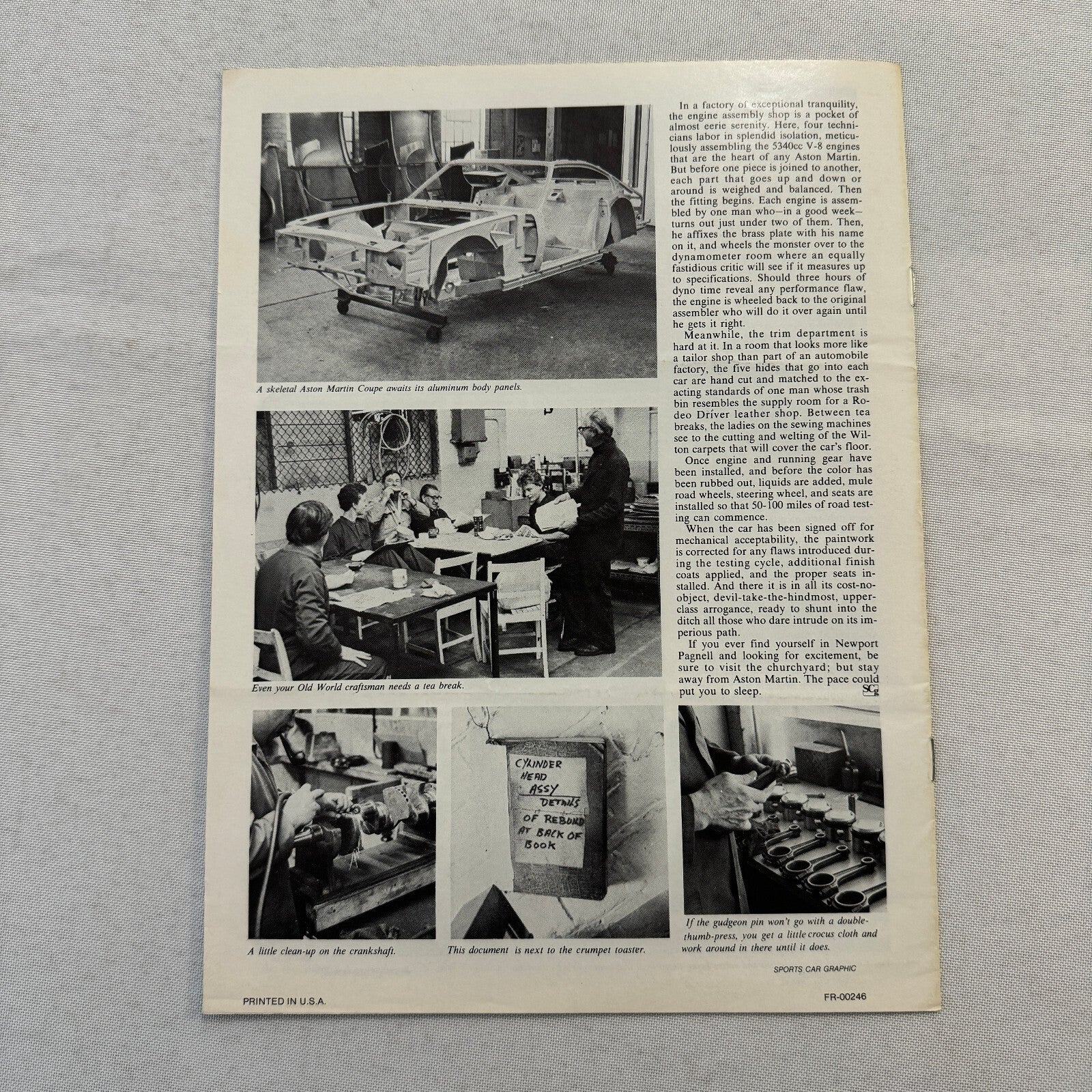 Aston Martin Volante Convertible Road Test Sales Brochure Catalog Sports Car