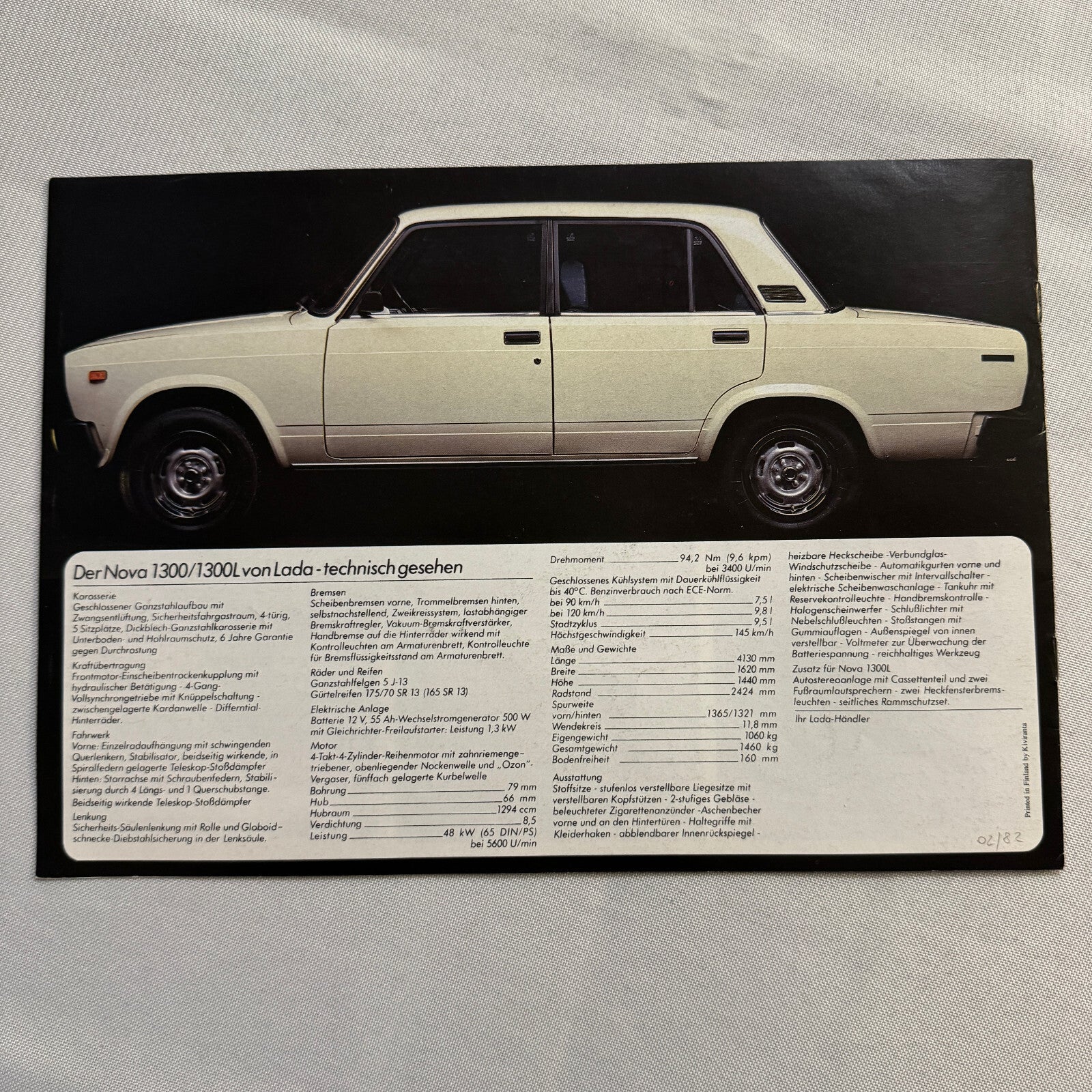 Lada Nova 1300 1300 L Car Sales Brochure Catalog Advertising German Text Vintage