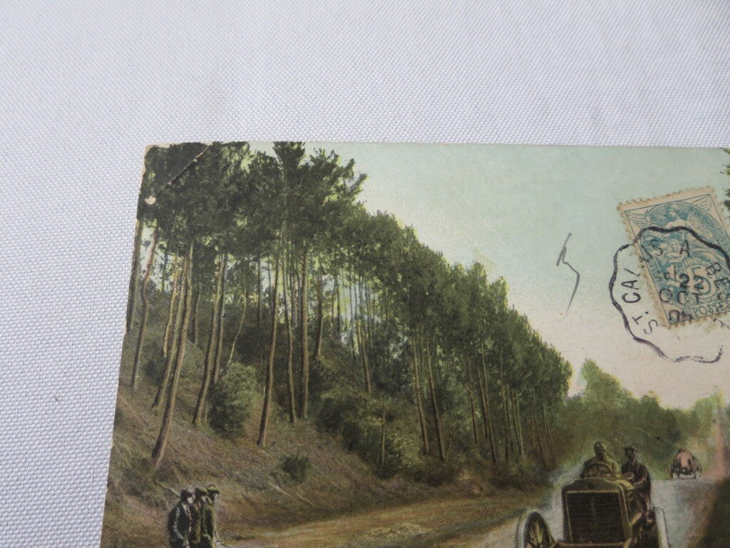 Early Postcard Circuit de la Sarthe Racing Car Post Card French France w/ Stamp 