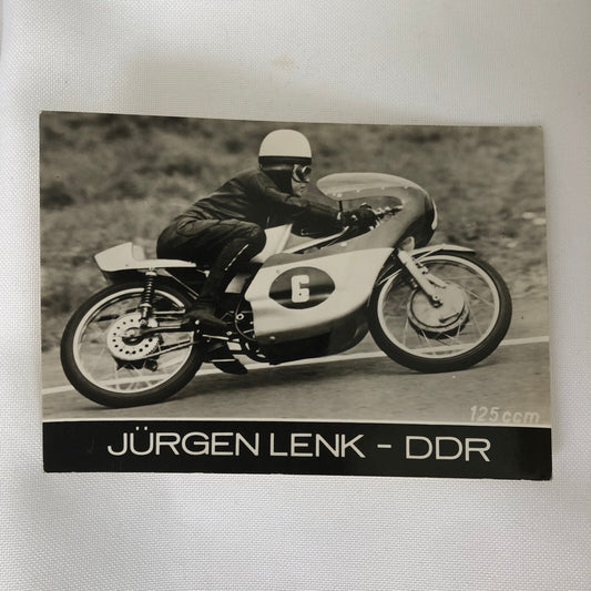 Vintage Motorcycle Racing Photo Postcard Post Card Jurgen Lenk