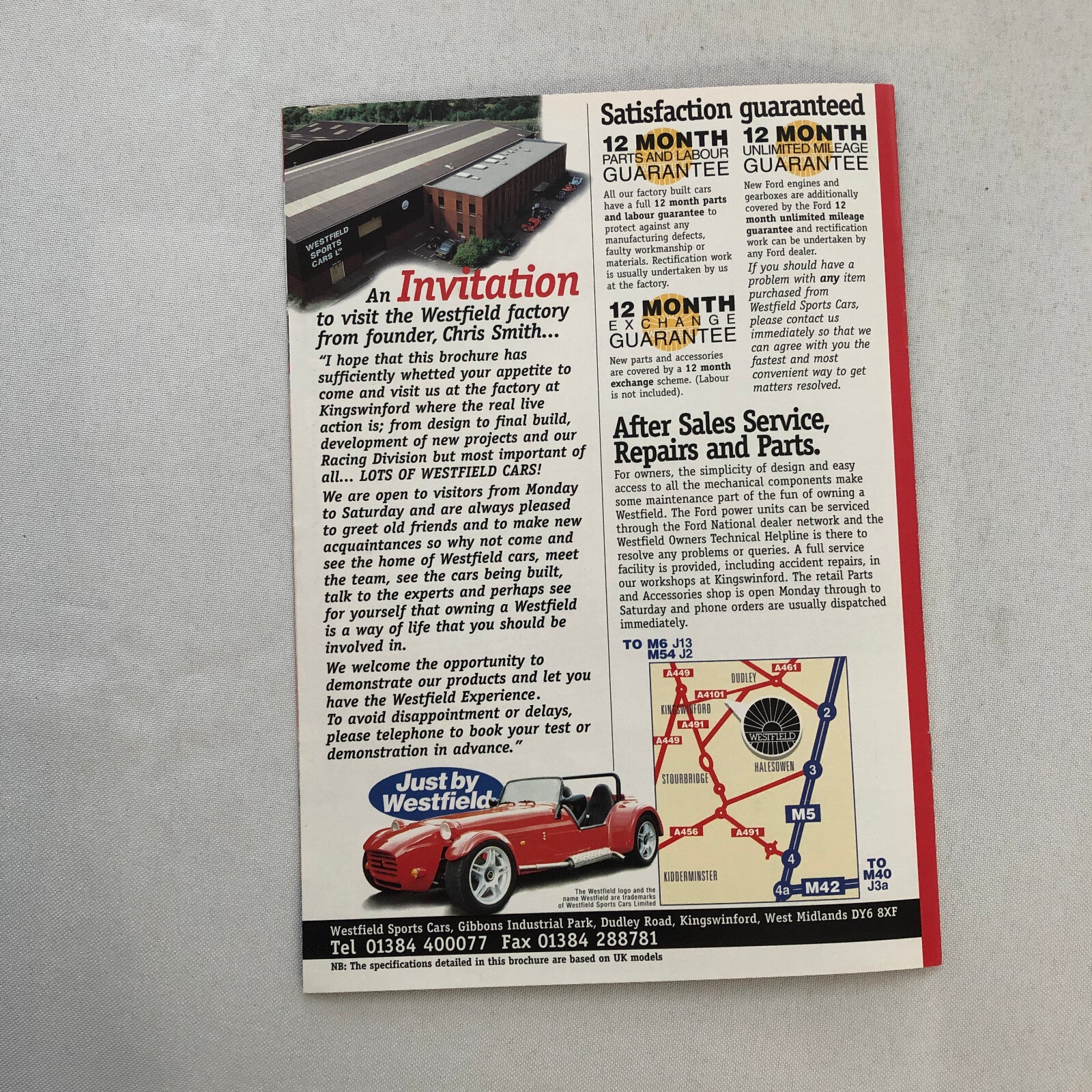 Westfield Kit Car Sports Cars Sales Brochure Catalog 1600 1800 SEiGHT