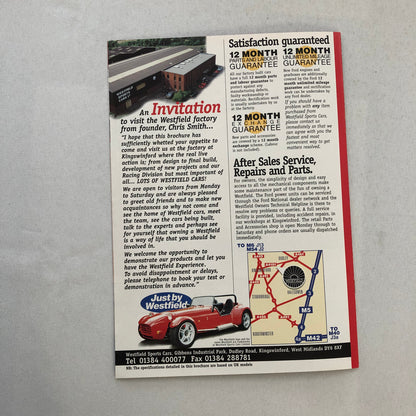 Westfield Kit Car Sports Cars Sales Brochure Catalog 1600 1800 SEiGHT