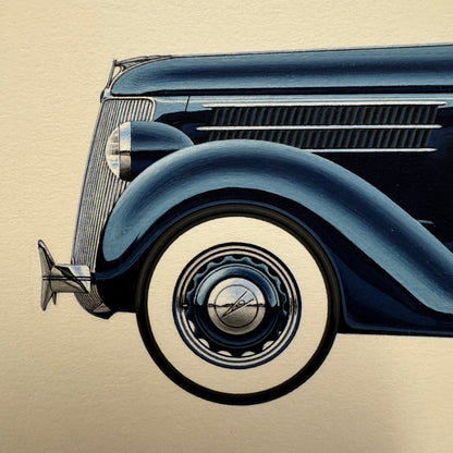 1936 Ford Type 750 Phaeton Car Illustration Art Drawing Hand Drawn Robert Preis