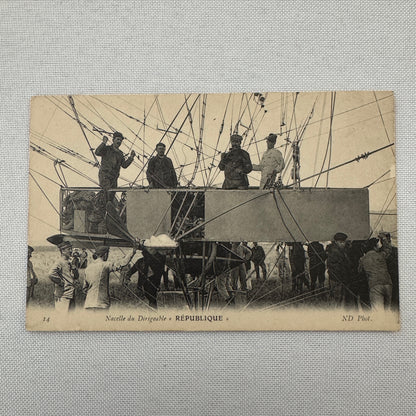 Vintage Zeppelin Airship Dirigible Postcard Post Card French Republique Military