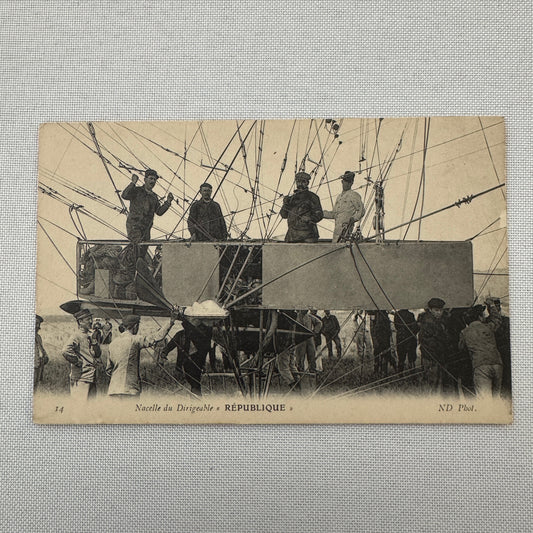 Vintage Zeppelin Airship Dirigible Postcard Post Card French Republique Military