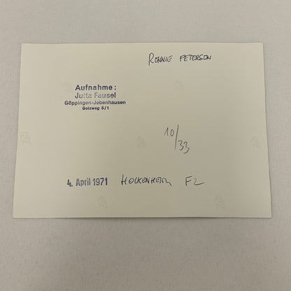 Vintage Racing Photo 1971 Hockenheim F2 Race Ronnie Peterson Driver Motorsport