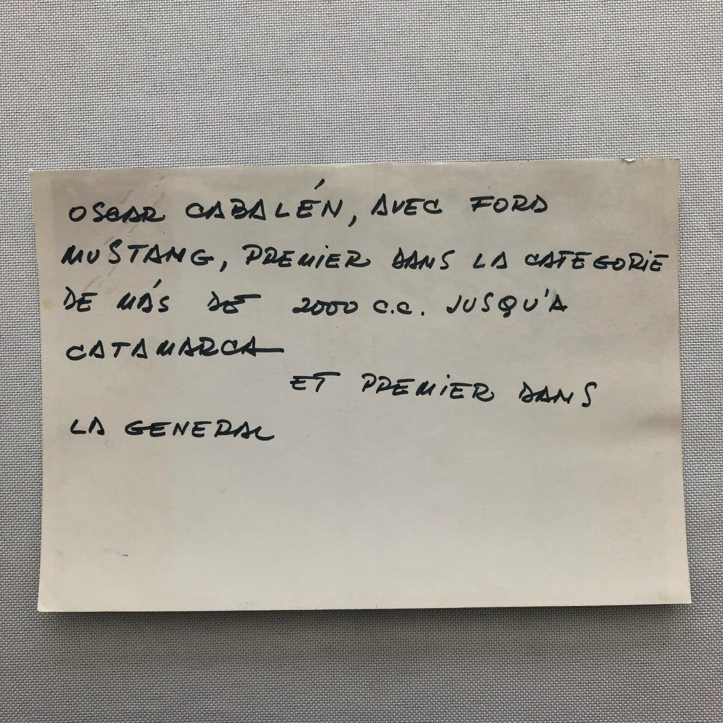 Vintage Racing Photo Photograph Oscar Cabalen Ford Mustang Argentina Rally ? 