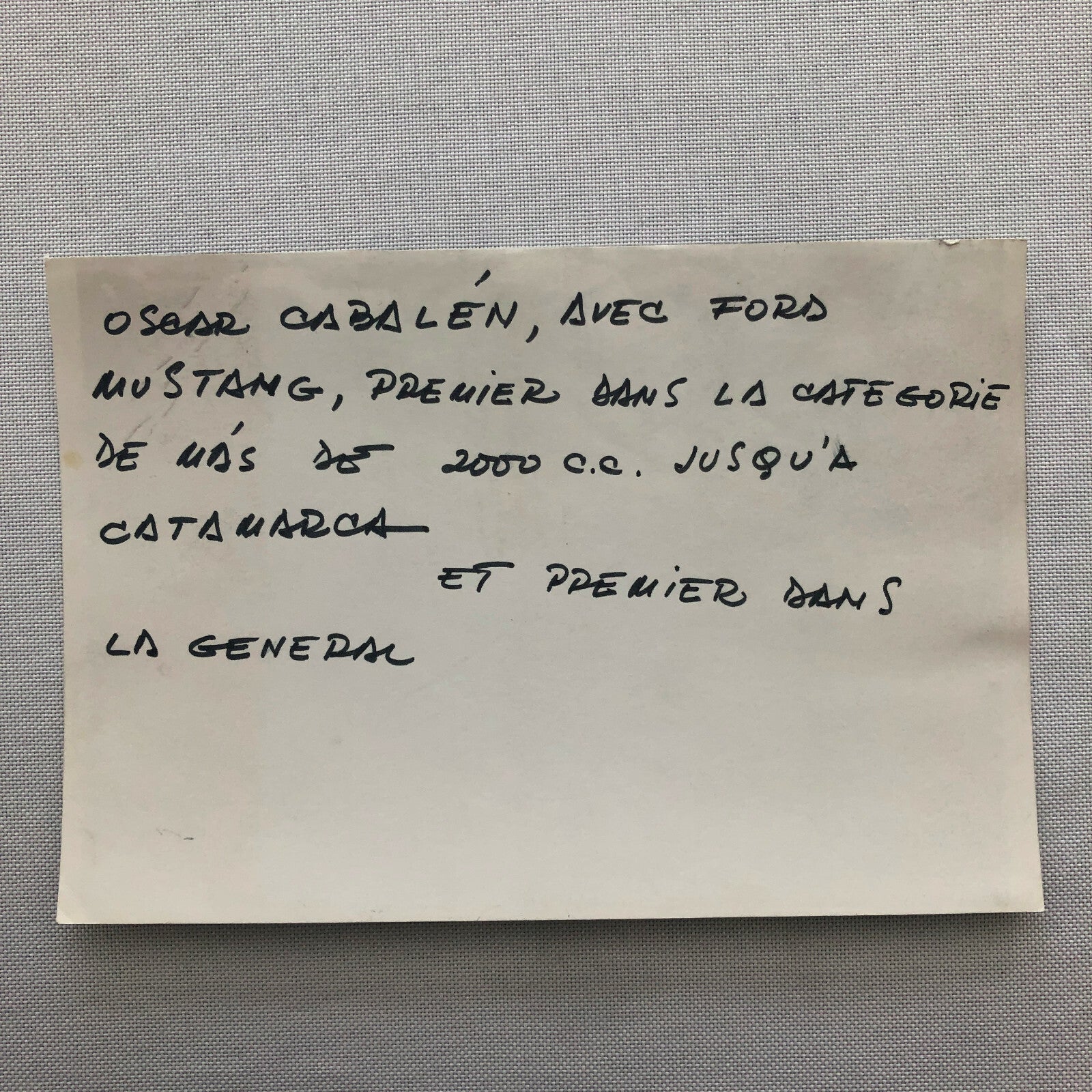 Vintage Racing Photo Photograph Oscar Cabalen Ford Mustang Argentina Rally ? 