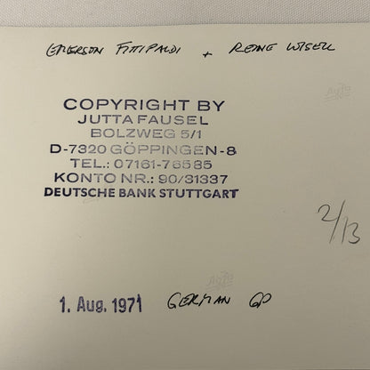 Vintage Racing Photo 1971 German Grand Prix Emerson Fittipaldi Reine Wisell