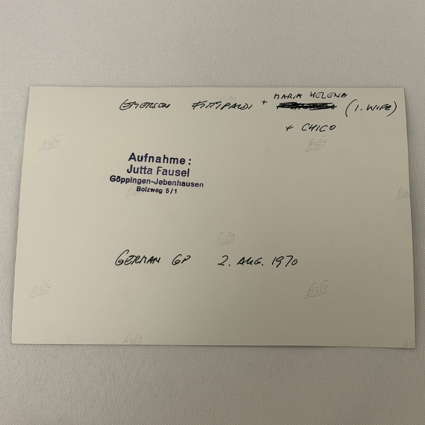 Vintage Racing Photo 1970 German Grand Prix Emerson Fittipaldi Chico Serra