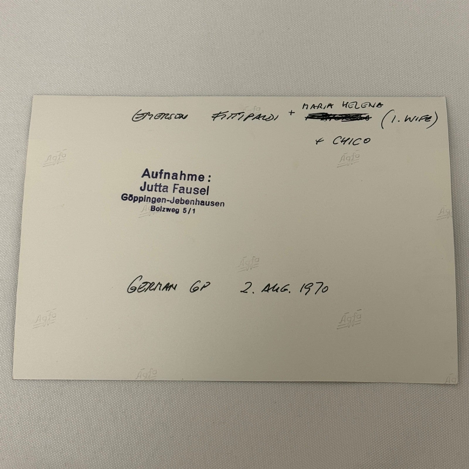 Vintage Racing Photo 1970 German Grand Prix Emerson Fittipaldi Chico Serra