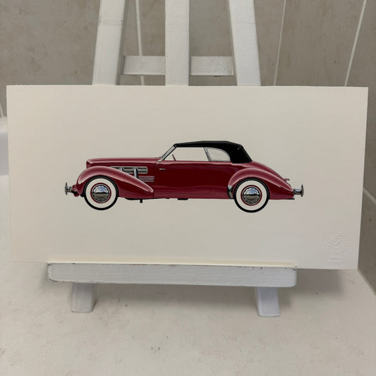 1937 Cord 812 Convertible Phaeton Sedan Car Illustration Art Drawing Hand Drawn