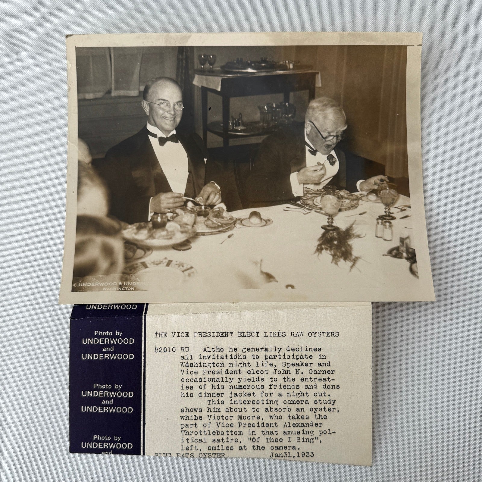 Vice President John N Garner Likes Raw Oysters Press Photo Photograph 1933