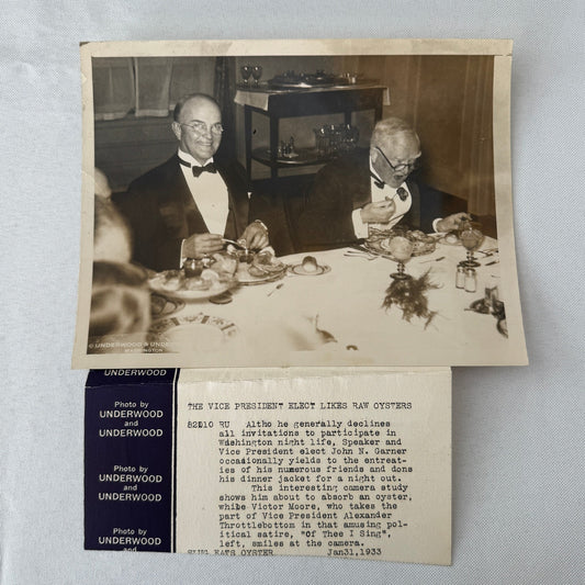 Vice President John N Garner Likes Raw Oysters Press Photo Photograph 1933