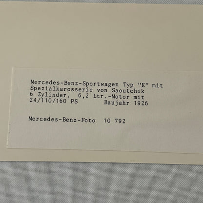 1926 Mercedes Benz Sportwagen Typ K Factory Press Photo Photograph Saoutchik