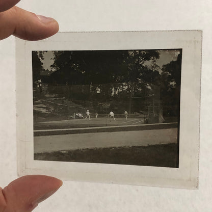 Antique Glass Plate Lantern Slide Photo Tennis Players on Court