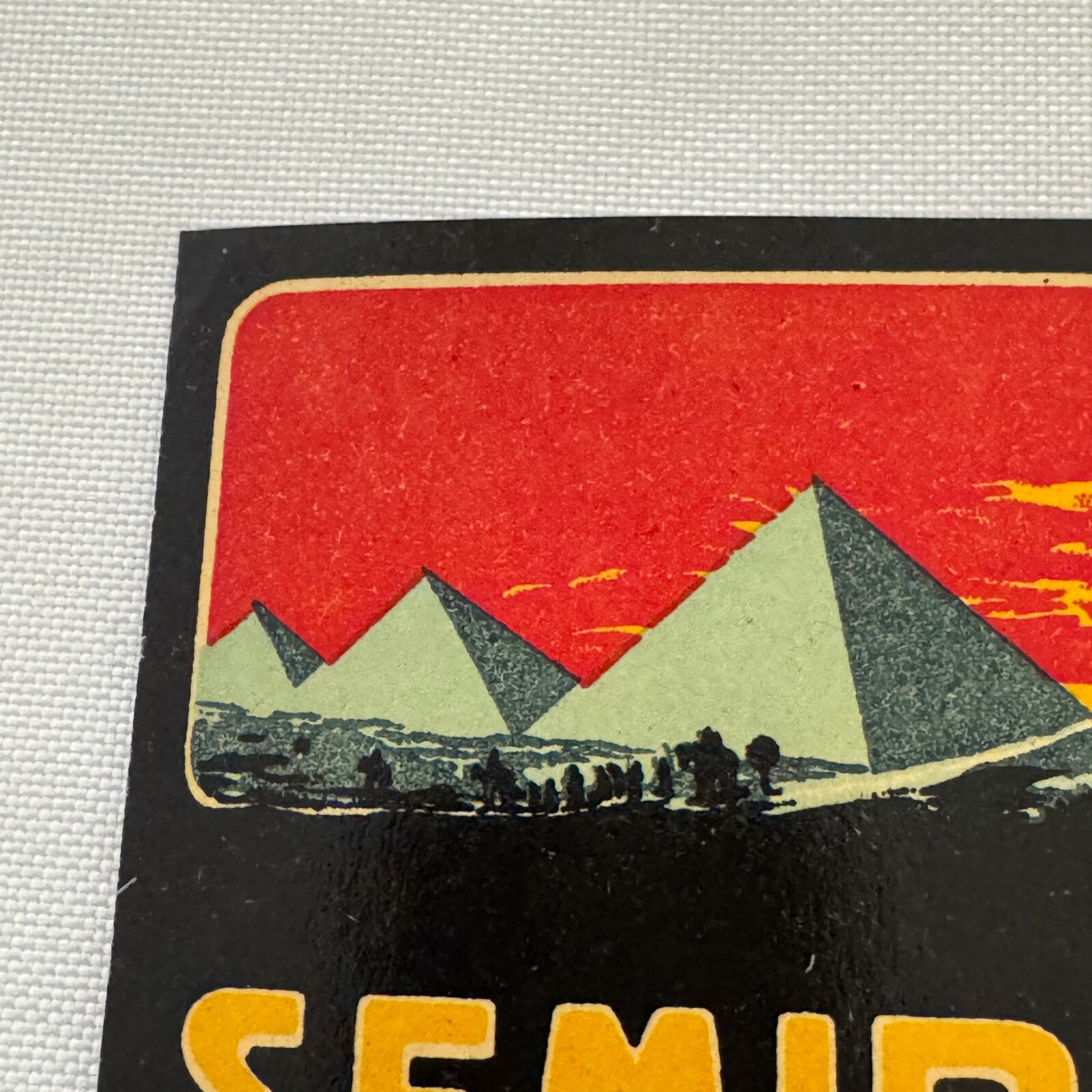 Vintage Travel Luggage Label Hotel Semiramis Cairo Egypt Egyptian