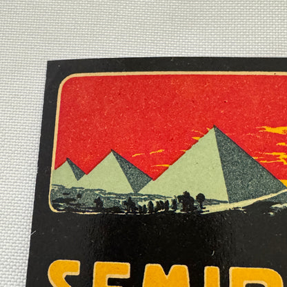 Vintage Travel Luggage Label Hotel Semiramis Cairo Egypt Egyptian