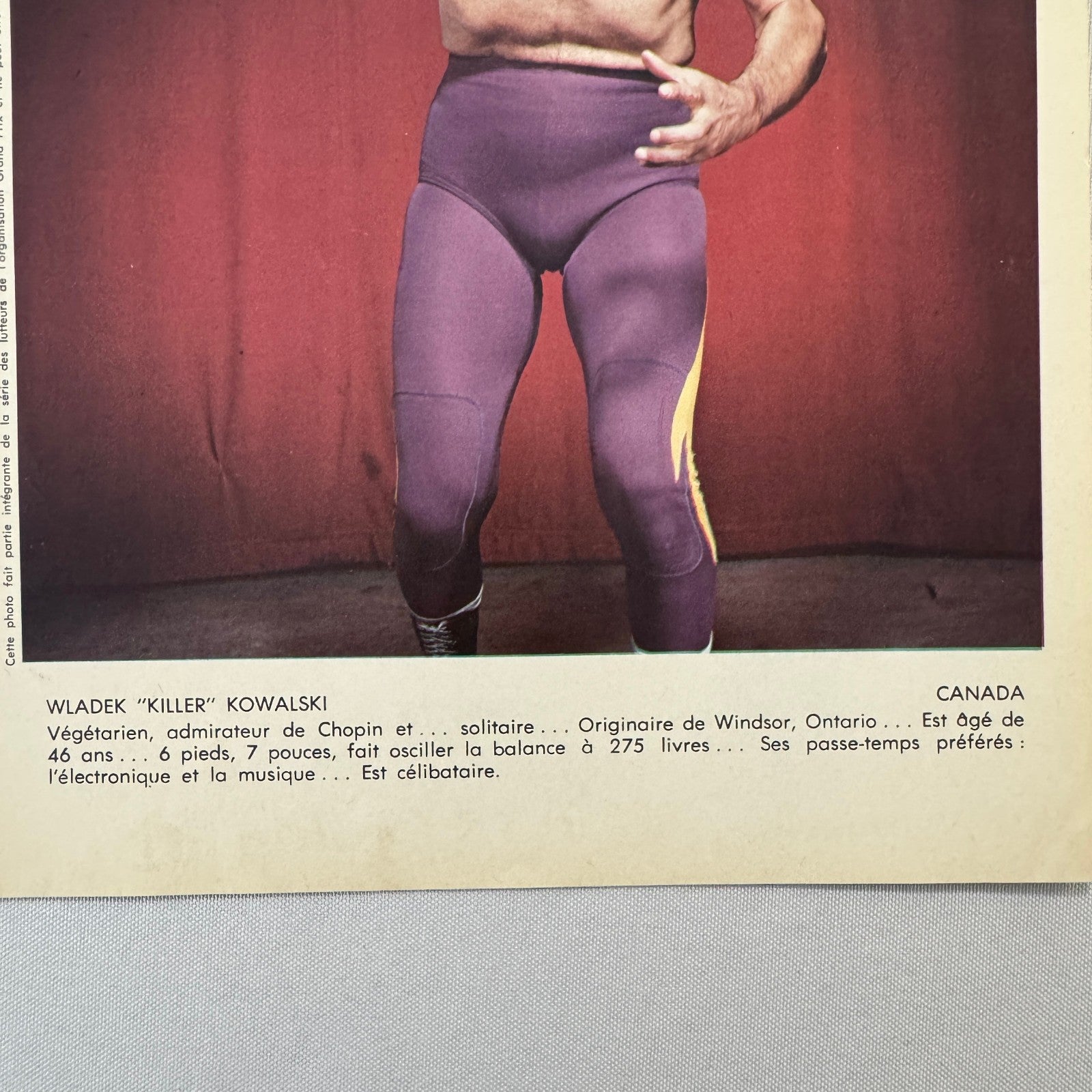Vintage Wrestling Print Insert Wladek Killer Kowalski Quebec French 1973