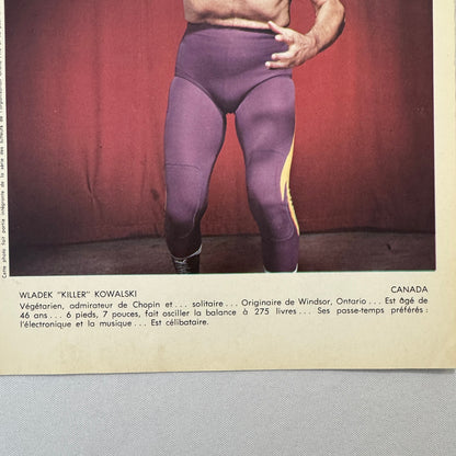 Vintage Wrestling Print Insert Wladek Killer Kowalski Quebec French 1973