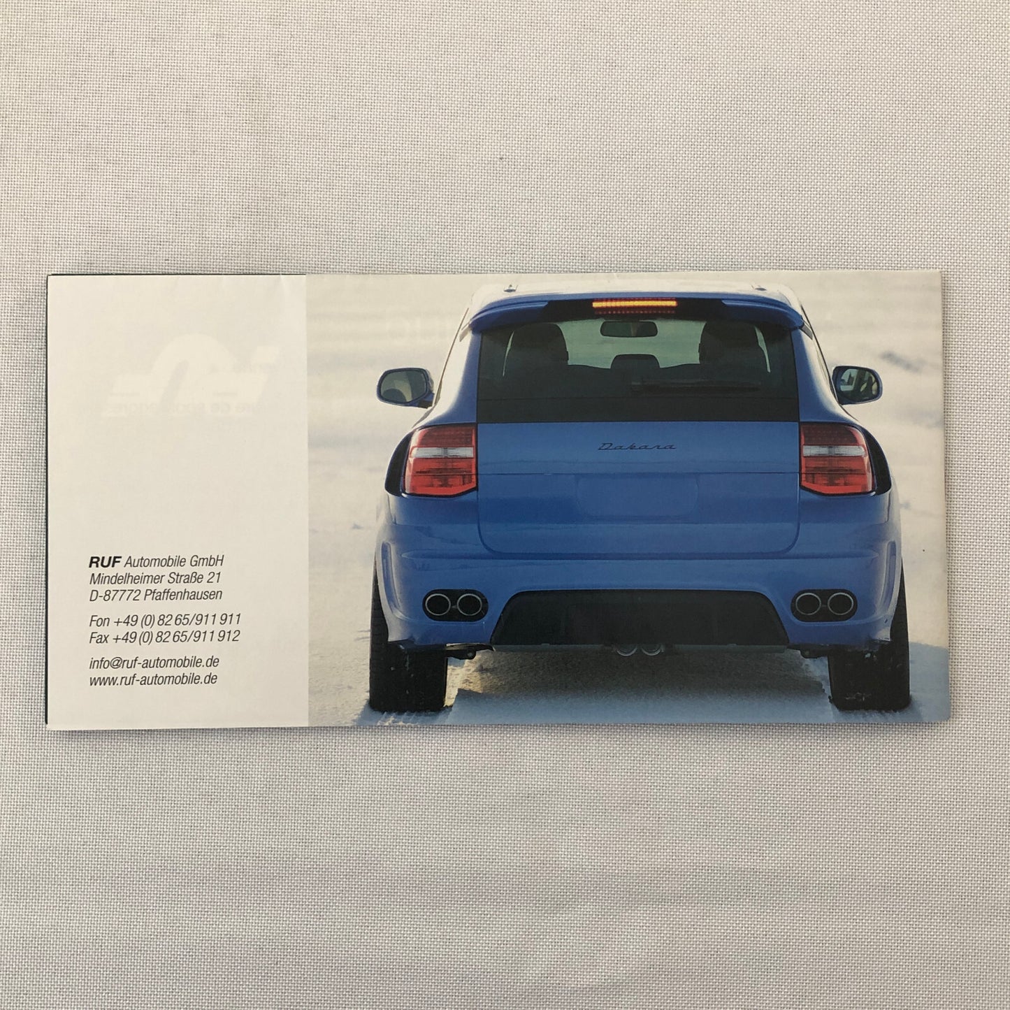 RUF Dakara Porsche Cayenne SUV Sales Brochure Catalog Advertising