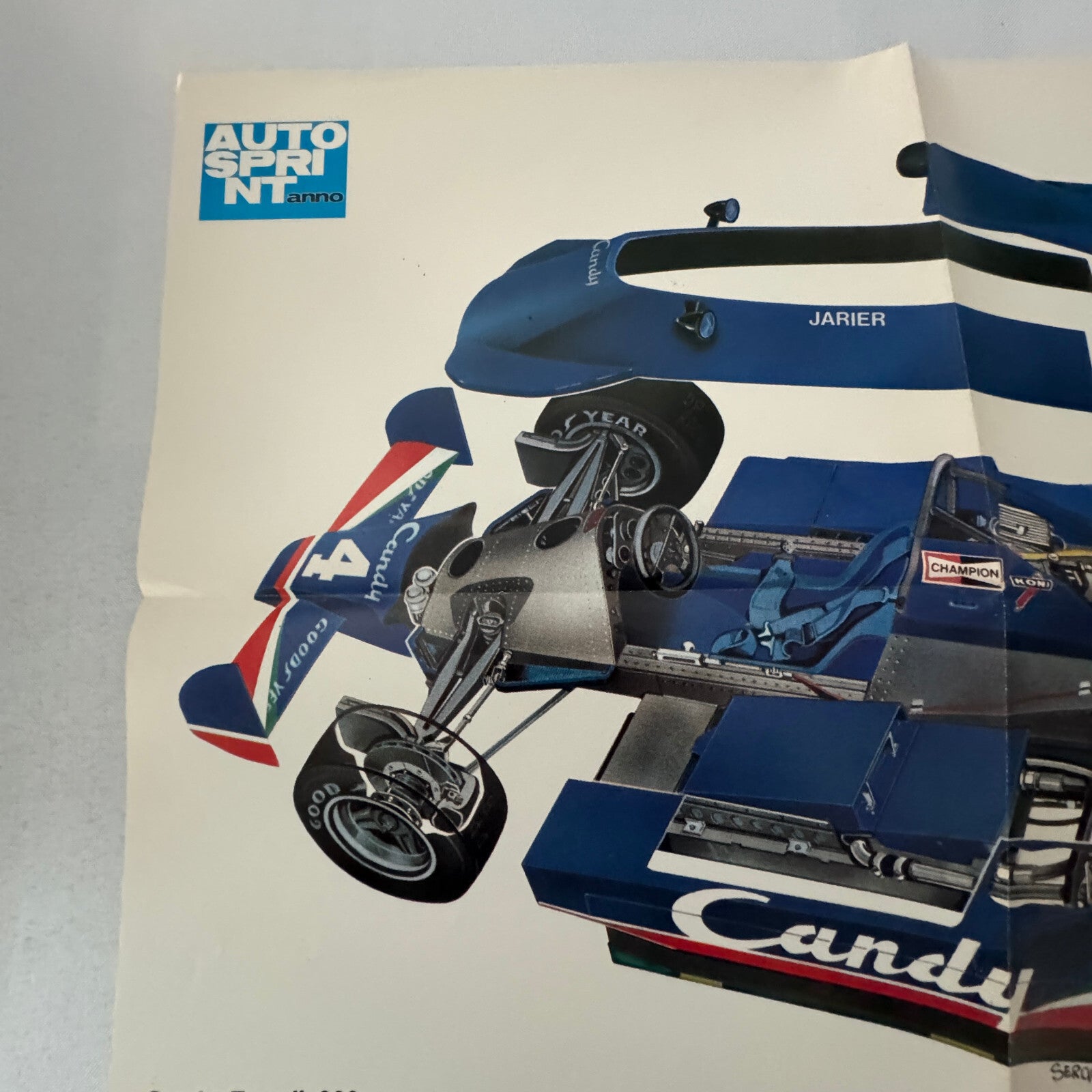 Candy Tyrrell 009 F1 Racing Car Cutaway Illustration Poster Vintage