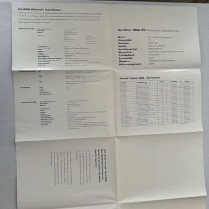 Williams BMW F1 Formula One Racing Poster Brochure German Text Compaq