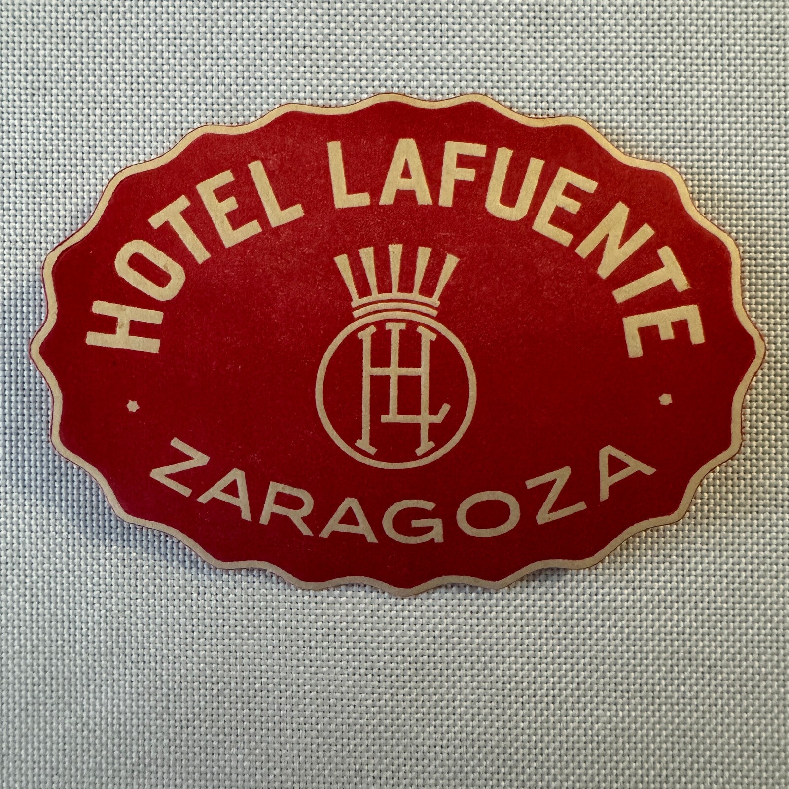 Vintage Hotel Travel Luggage Label Hotel Lafuente Zaragoza Spain