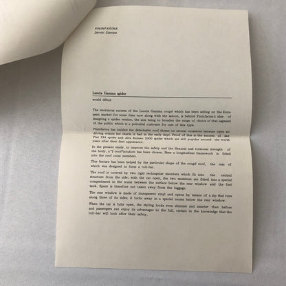 1978 Pininfarina Design Press Kit Photos Lancia Gamma Ferrari 308 400 504 +