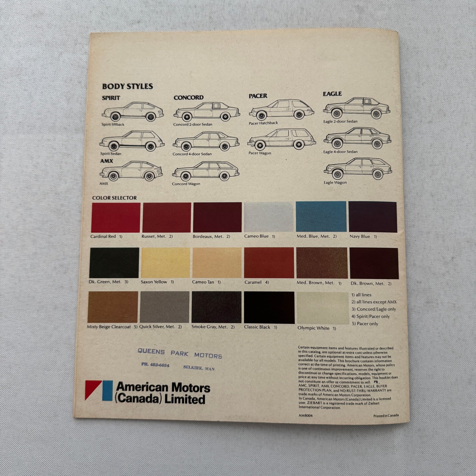 1980 AMC Car Sales Brochure Catalog AMC Spirit AMX Concord Pacer Eagle 4WD