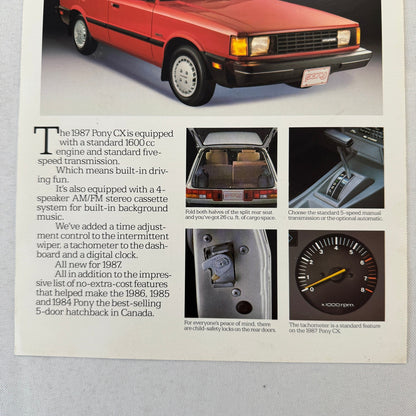 Vintage Hyundai Pony Car Sales Sheet Brochure Canadian Market
