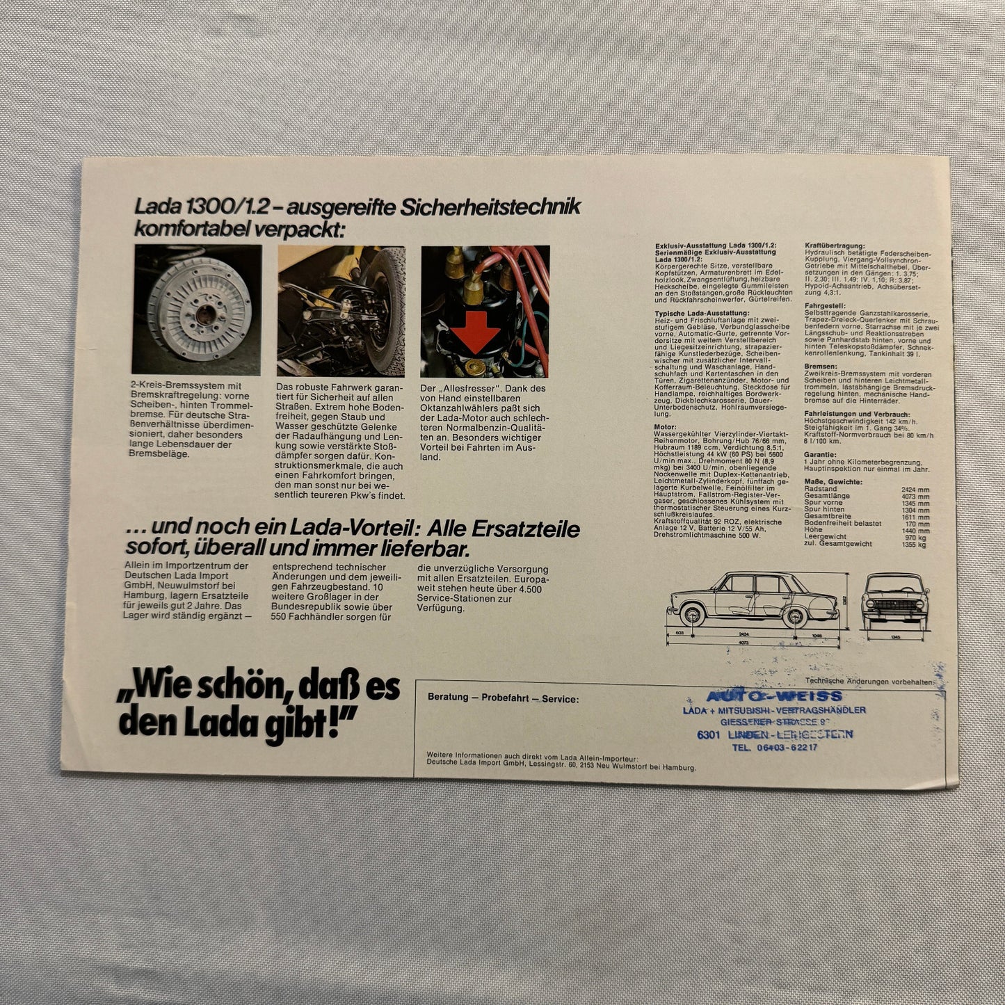 Lada 1300 Car Sales Brochure Catalog Advertising German Text European