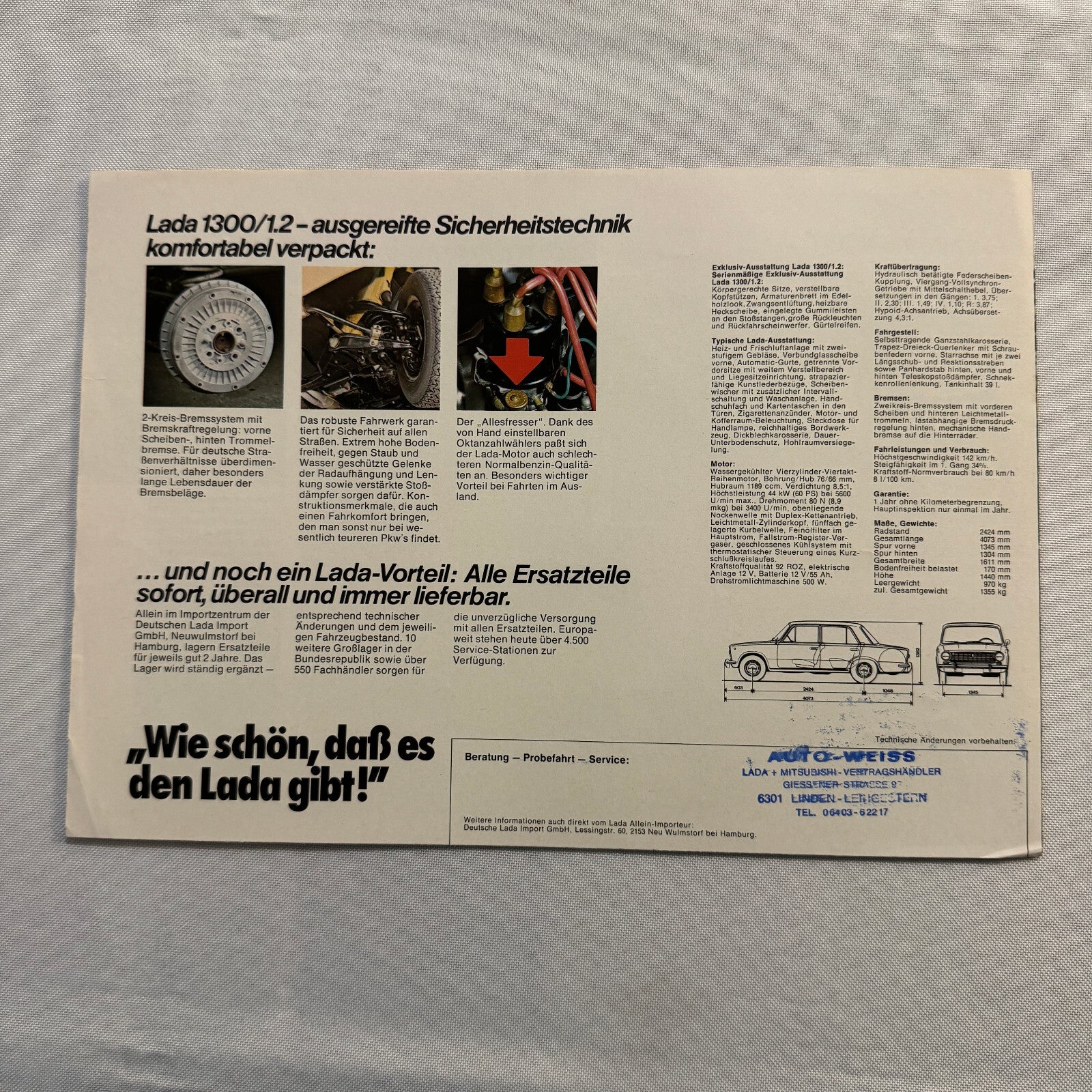 Lada 1300 Car Sales Brochure Catalog Advertising German Text European