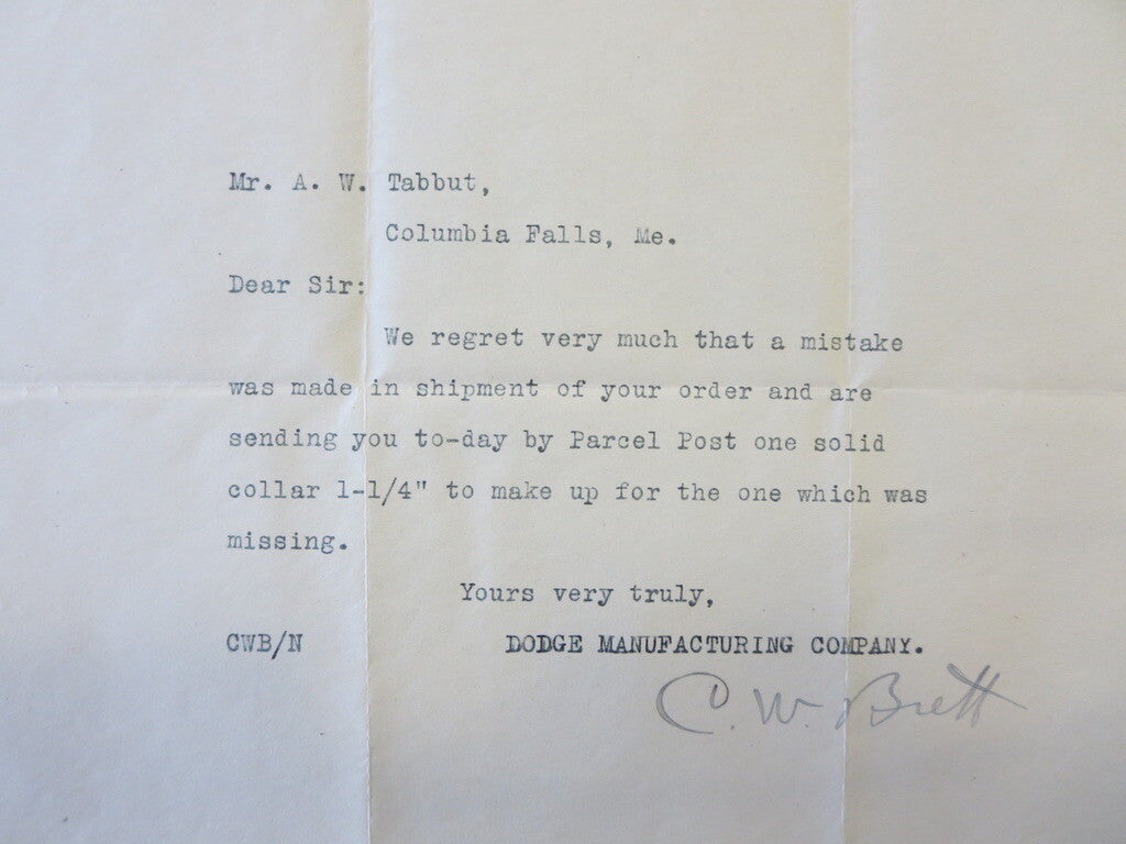1914 Dodge Manufacturing Power Transmission Machinery Letter Document Letterhead
