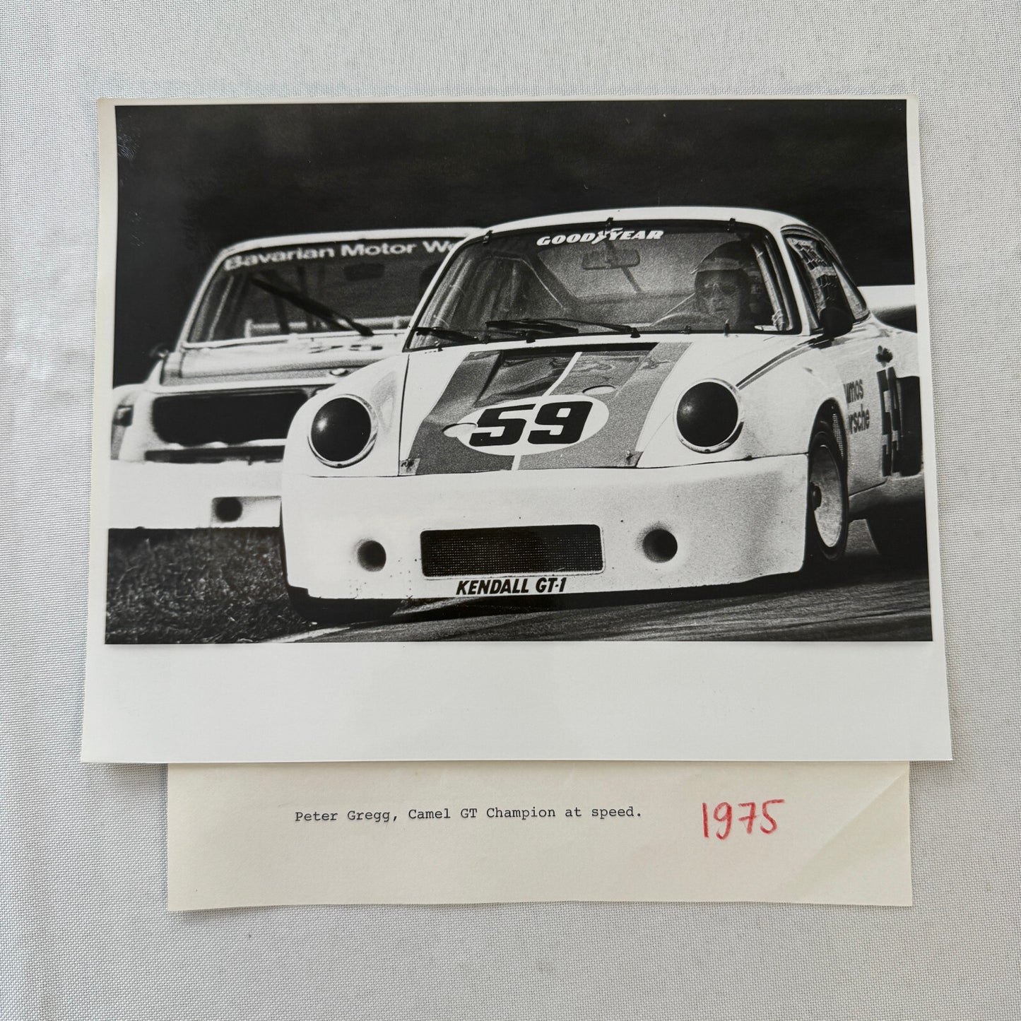 Porsche 911 Racing Photo Photograph 1975 Camel GT Race Peter Gregg