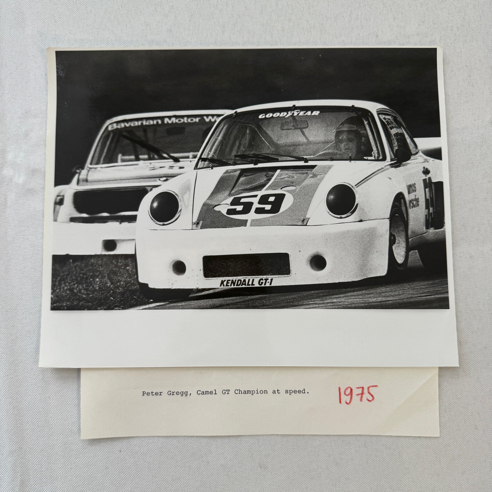 Porsche 911 Racing Photo Photograph 1975 Camel GT Race Peter Gregg