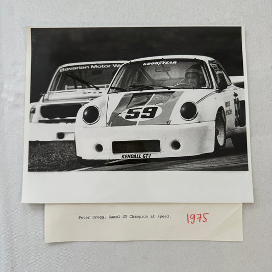 Porsche 911 Racing Photo Photograph 1975 Camel GT Race Peter Gregg