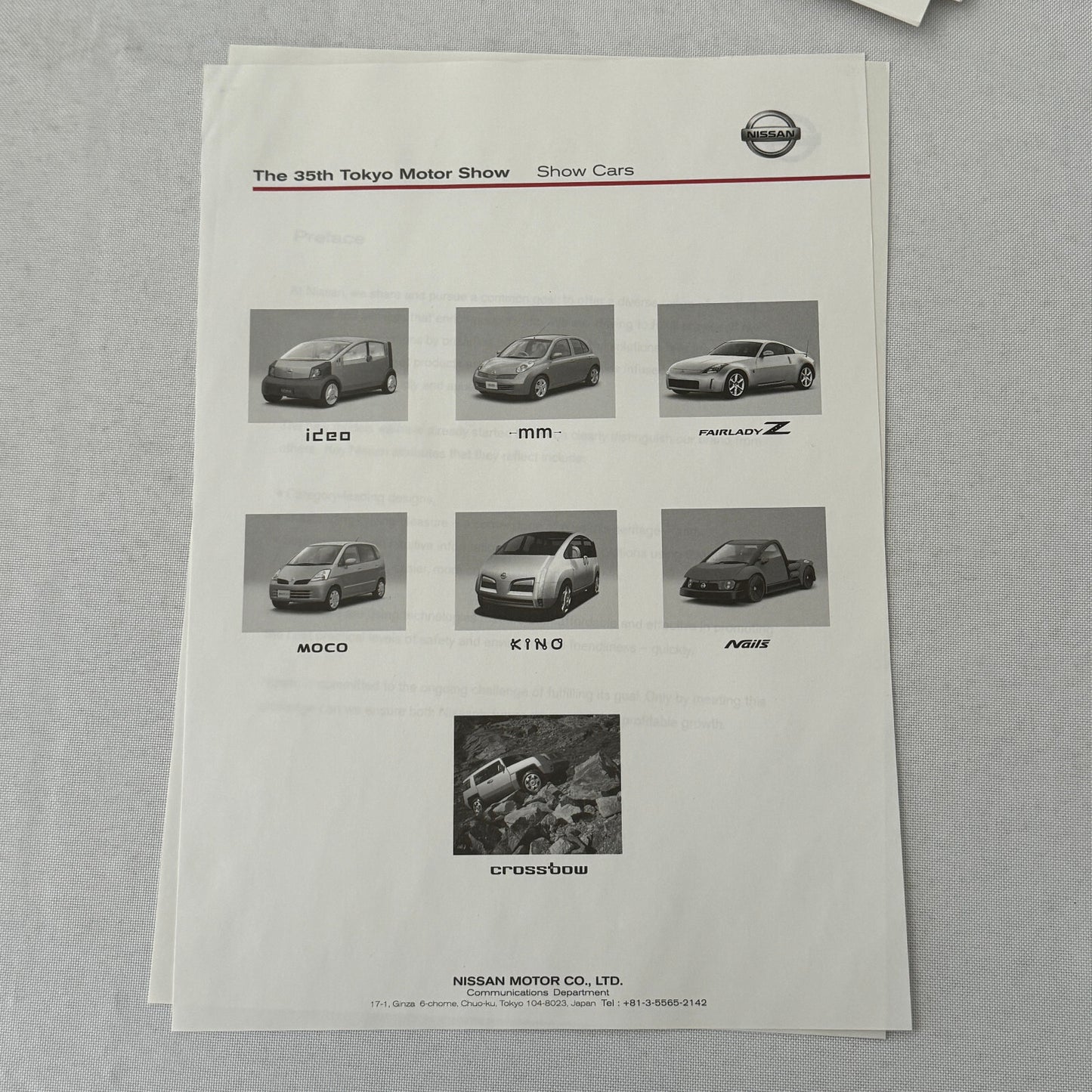 Nissan Tokyo Motor Show Concept Car Press KIt Brochure with CD Fairlady Z Nails