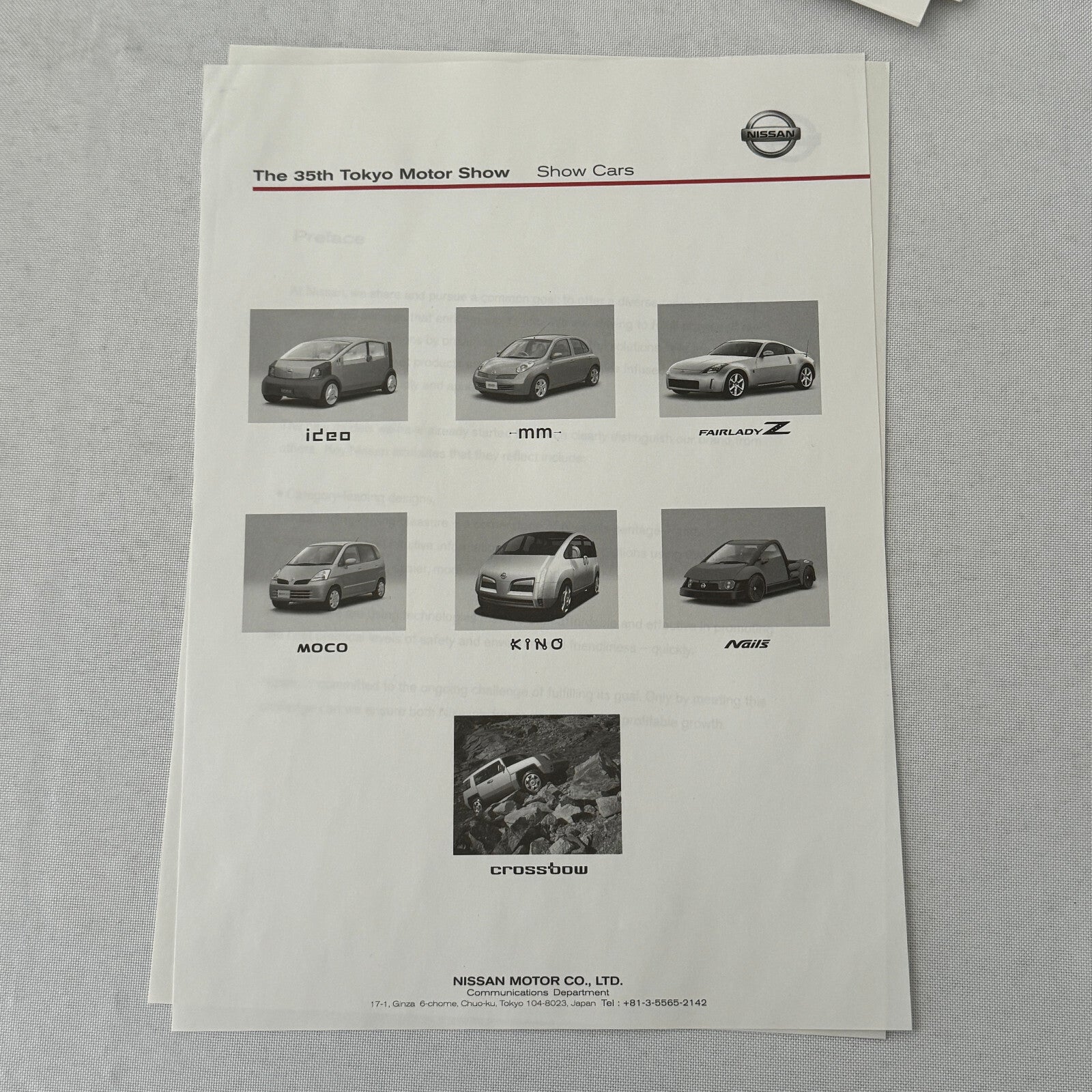 Nissan Tokyo Motor Show Concept Car Press KIt Brochure with CD Fairlady Z Nails