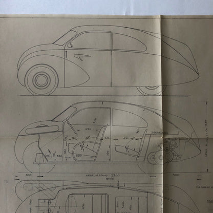 1936 Coachbuilder Car Design Blueprint Rendering Blue Print Streamline Coupe