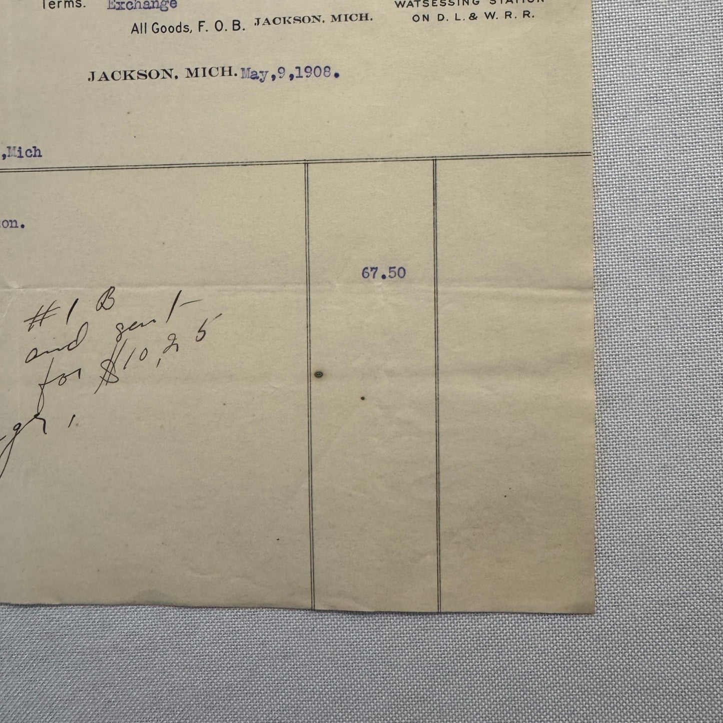 Empire Cream Separator Company New Jersey Michigan Letterhead Document 1908