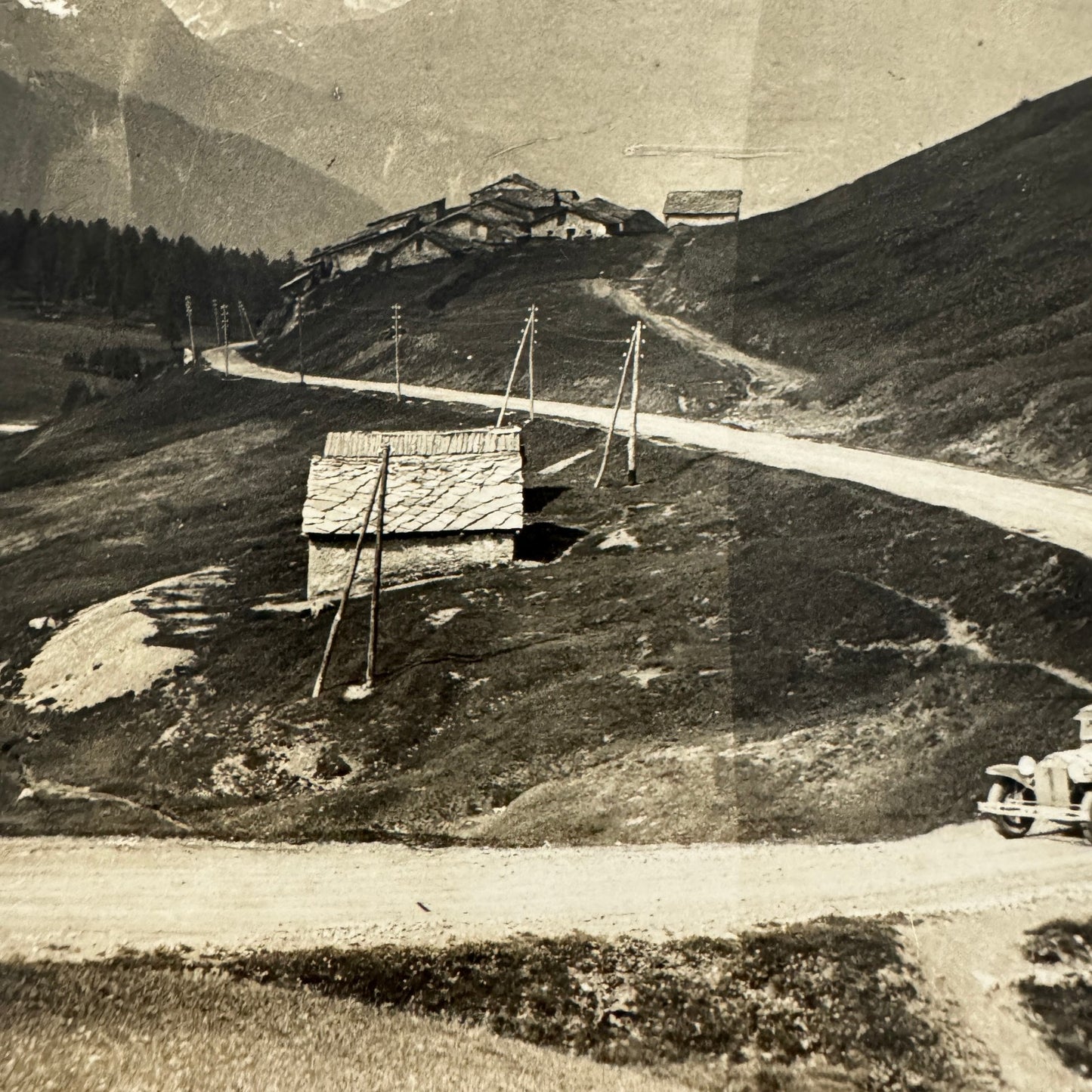 Vintage Car Automobile On Mountain Road Photo Photograph Print Italian Italy