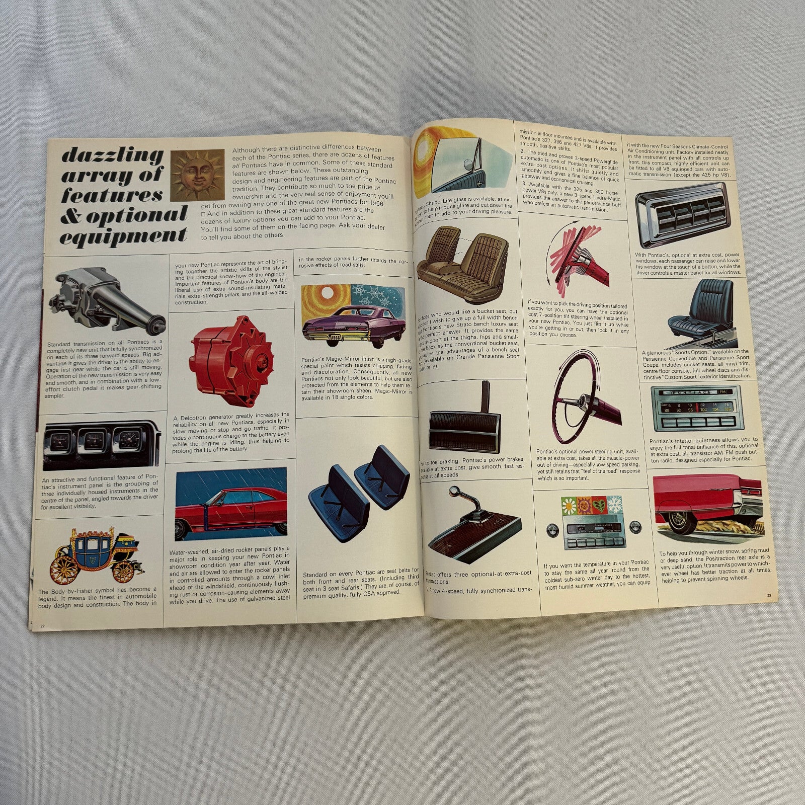 1966 Pontiac Sales Brochure Catalog Grand Parisienne Laurentian Strato Chief