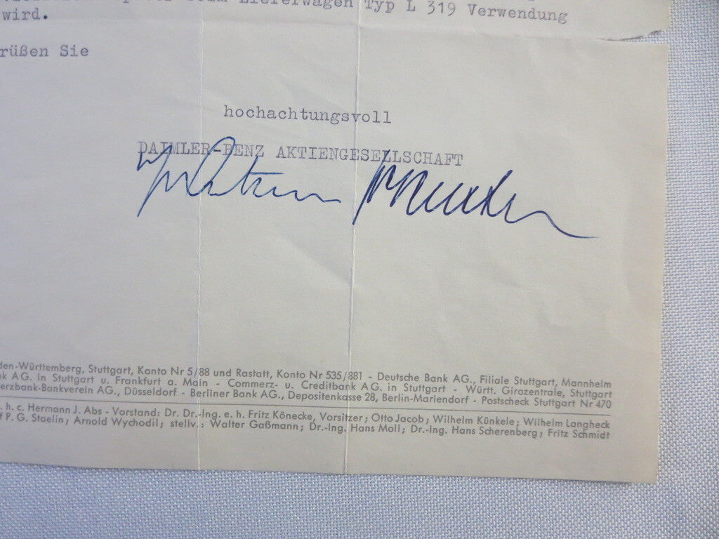 1958 Mercedes Benz Daimler Letter Letterhead Document - German Text 