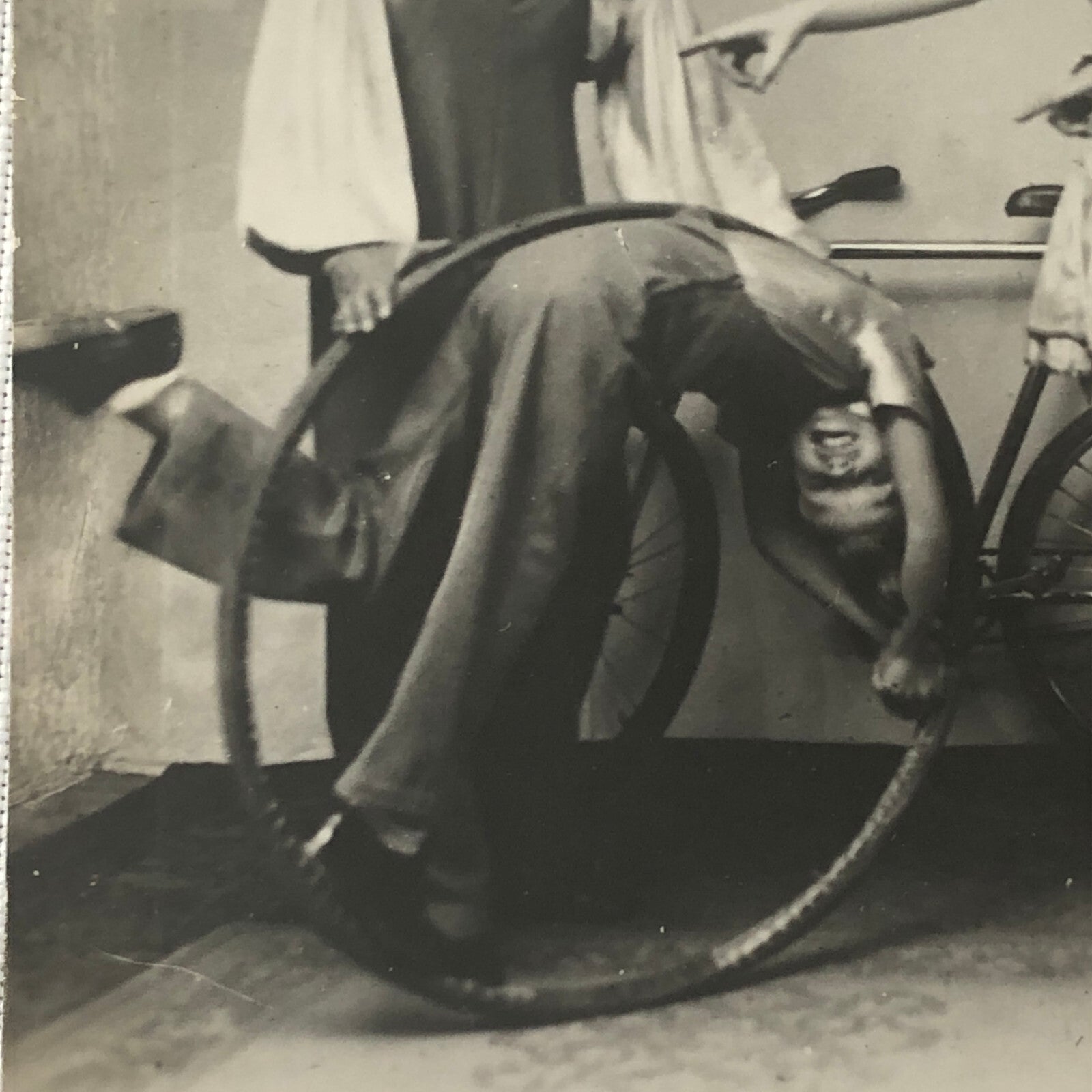 Circus Performer Photo Postcard Real Photo Postcard RPPC Bicycles Hoop