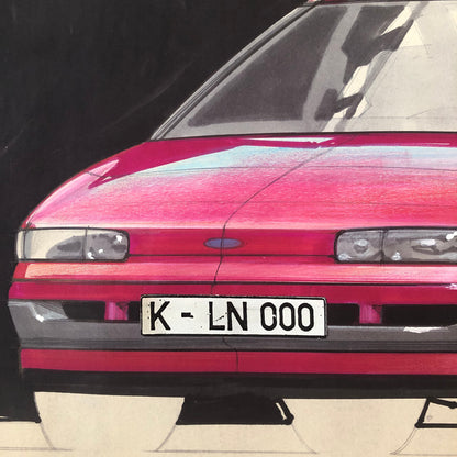 Ford Car Styling Concept Illustration Art Drawing Sketch Vintage SIGNED 1986