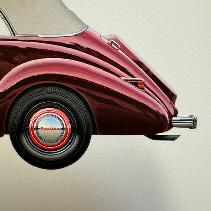 1939 Opel Kapitan Cabriolet Car Automobile Illustration Art Drawing Hand Drawn